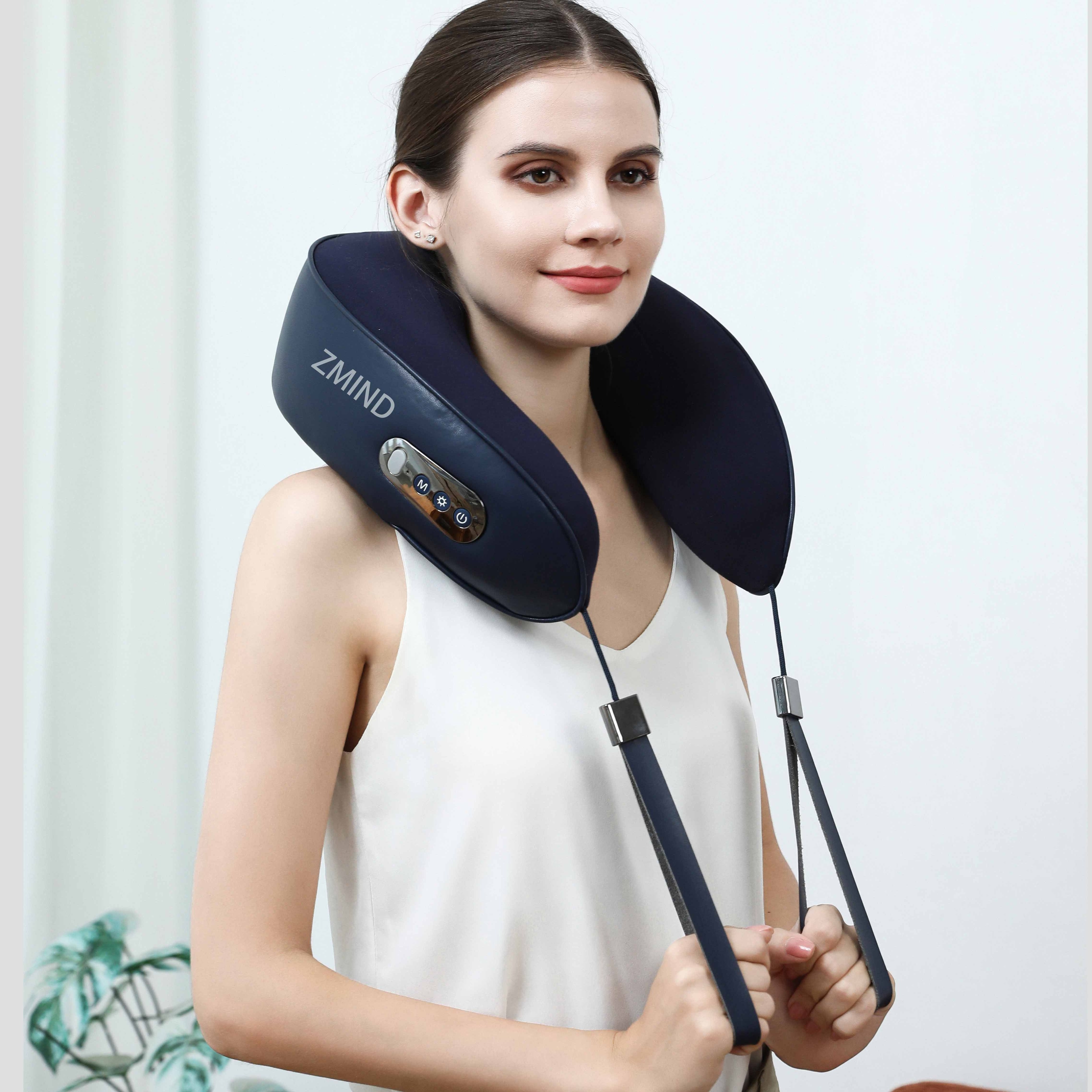 neck massager pillow electric infrared u-shaped travel pillow for massage shiatsu neck u shape pillow massager