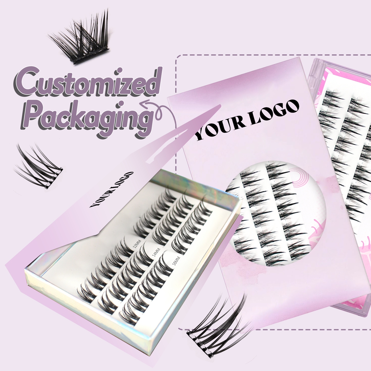 pre bond technology no glue needed DIY lashes press on Cluster Lashes no glue self adhesive lashes extension kit