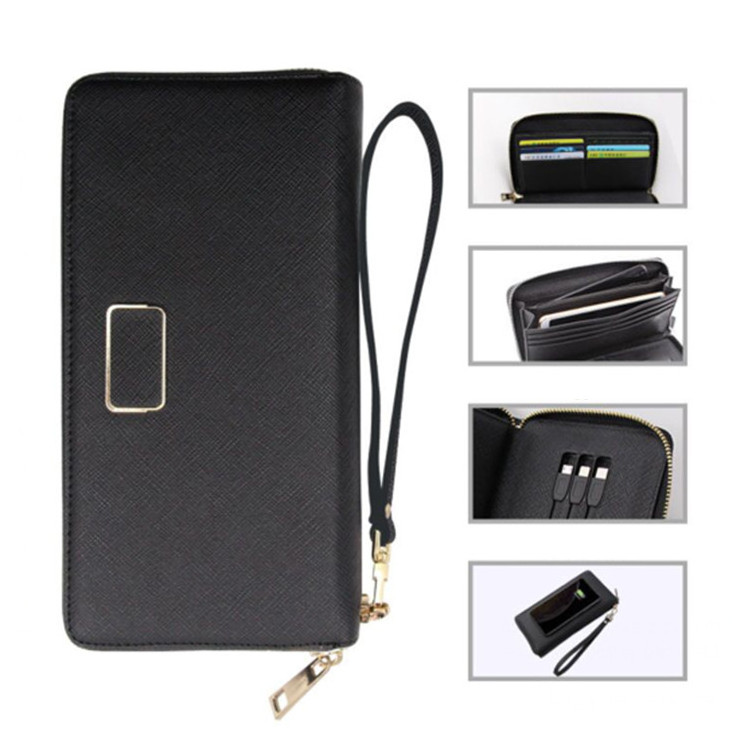 Wireless Charging Women wallet Coin Purse Portable Pu Leather Men Smart Power Bank Wallet