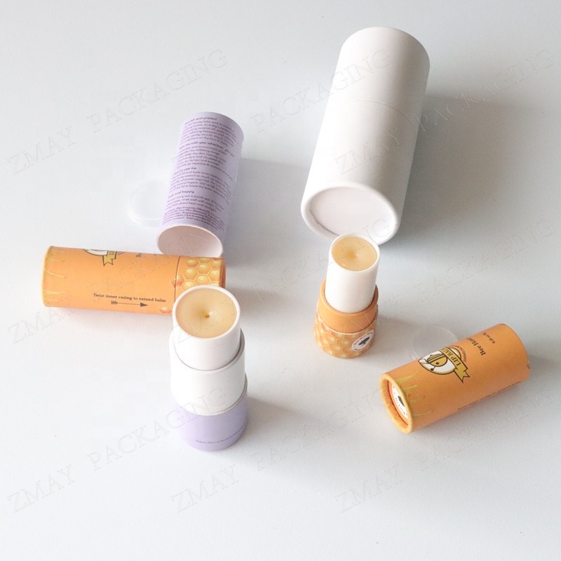 eco friendly  custom printed twist up paper tube lip balm cardboard round tube deodorant packaging