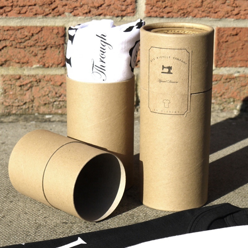 eco friendly brown kraft paper tube Tshirt packaging tube wholesale manufacturer hoodies handkerchiefs packaging round box