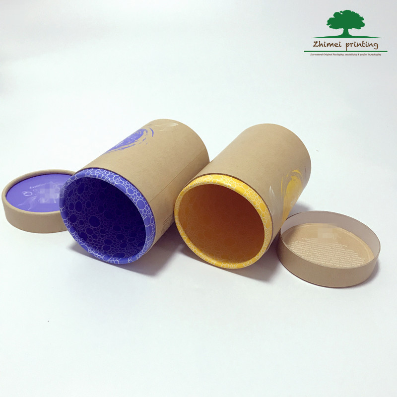 Recycled Cardboard Tube Container Loose Tea Gift Pack Packaging with Vanishing & Stamping Printing for Food Use