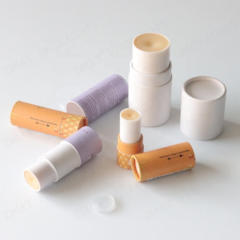 eco friendly  custom printed twist up paper tube lip balm cardboard round tube deodorant packaging