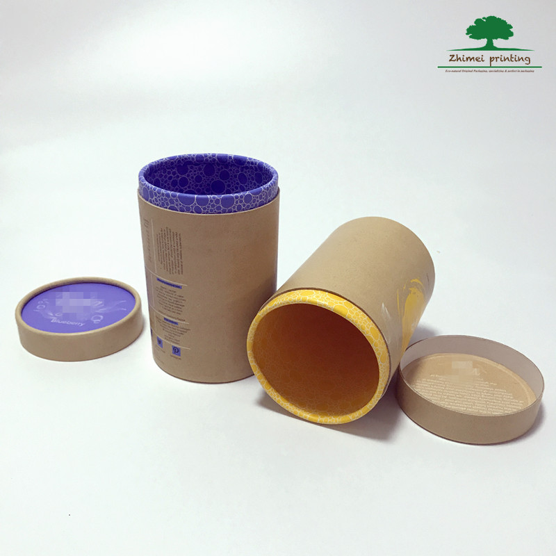 Recycled Cardboard Tube Container Loose Tea Gift Pack Packaging with Vanishing & Stamping Printing for Food Use