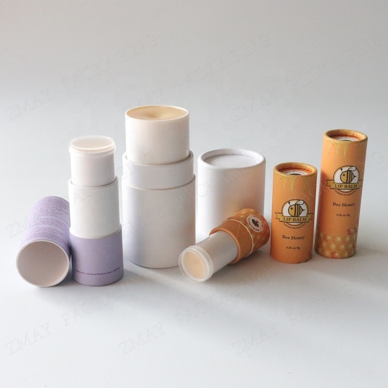 eco friendly  custom printed twist up paper tube lip balm cardboard round tube deodorant packaging