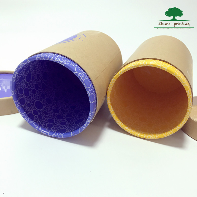 Recycled Cardboard Tube Container Loose Tea Gift Pack Packaging with Vanishing & Stamping Printing for Food Use