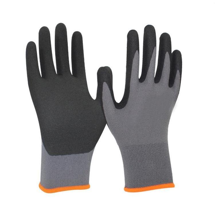 High Flex 15G Nylon Spandex Ultimate Grip Nitrile Work Gloves With Sandy Finished Palm