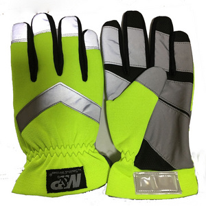 High Visibility Traffic Anti-Vibration Impact Custom Logo Reflective Microfiber Breathable Safety Work Mechanic Gloves