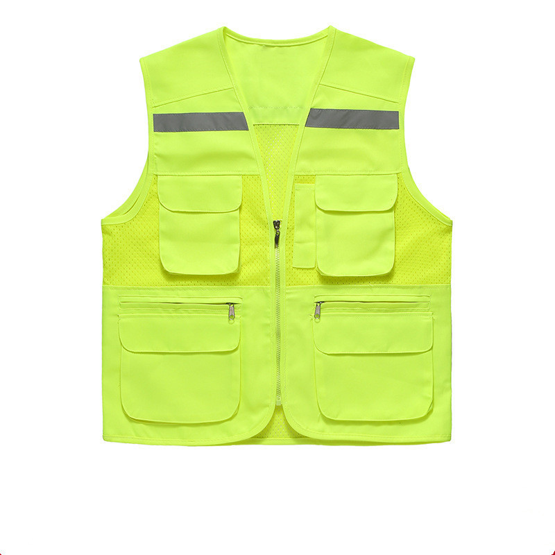 Custom Men mesh HI Vis Reflective Vest Jacket Workwear Shirt Construction Clothing Safety Work Reflective Vest with Pockets Logo