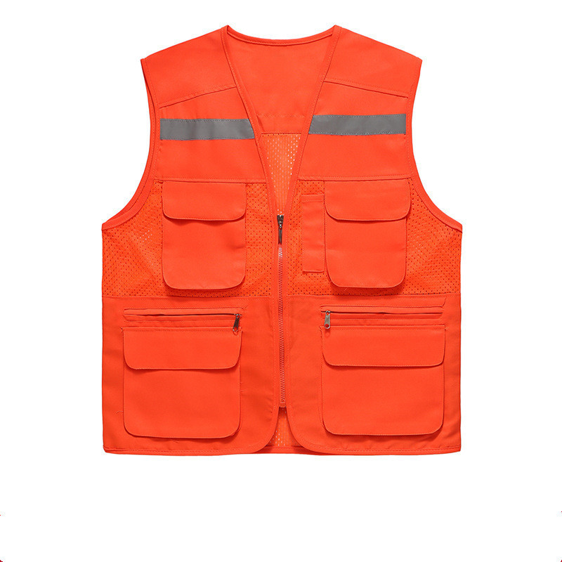 Custom Men mesh HI Vis Reflective Vest Jacket Workwear Shirt Construction Clothing Safety Work Reflective Vest with Pockets Logo