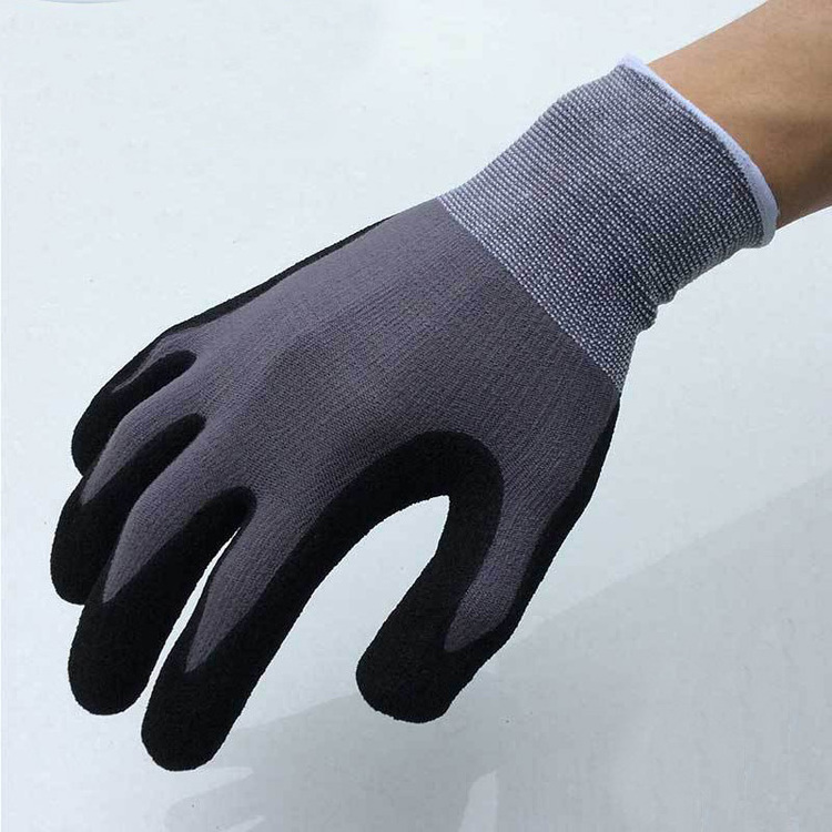 High Flex 15G Nylon Spandex Ultimate Grip Nitrile Work Gloves With Sandy Finished Palm