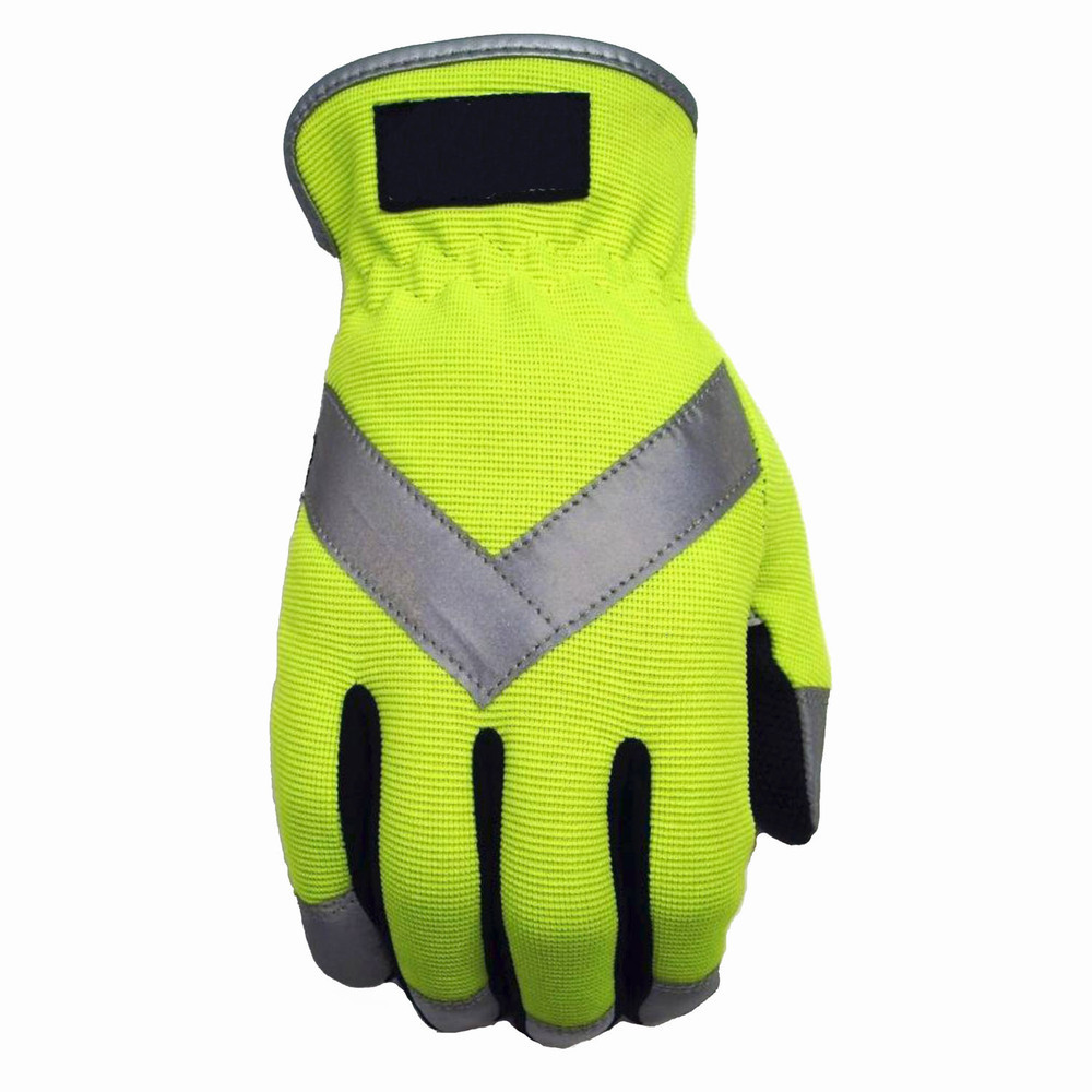 High Visibility Traffic Anti-Vibration Impact Custom Logo Reflective Microfiber Breathable Safety Work Mechanic Gloves