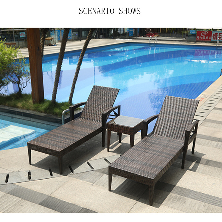 Creative Modern Patio Furniture Wicker Beach Swimming Pool Rattan Chaise Lounge Outdoor Lounge Rattan Recliner Furniture