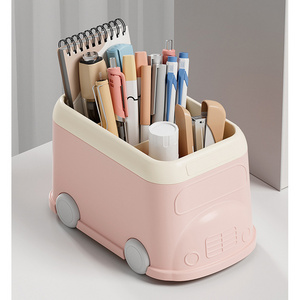 School bus pen holder storage desktop box student stationery pen holder desk multifunctional storage pen holder