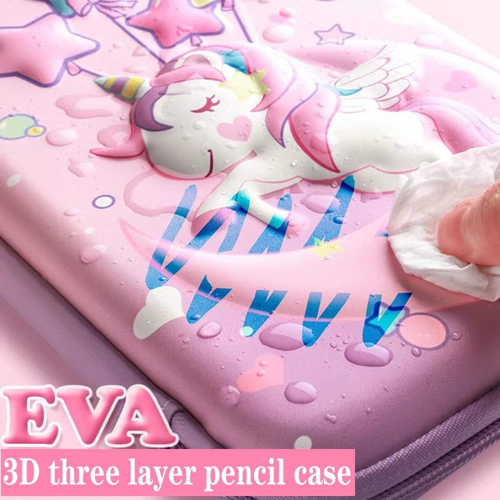 Custom EVA Hard Shell Primary School Girls Stationery Bag Multi Functional Waterproof Pressure Resistant Pencil Case For Kids