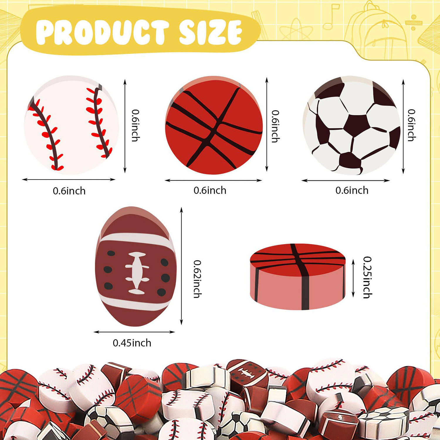 Custom Erasers stationery Sports Ball Mini Erasers Sports Football children's Erasers for Kids