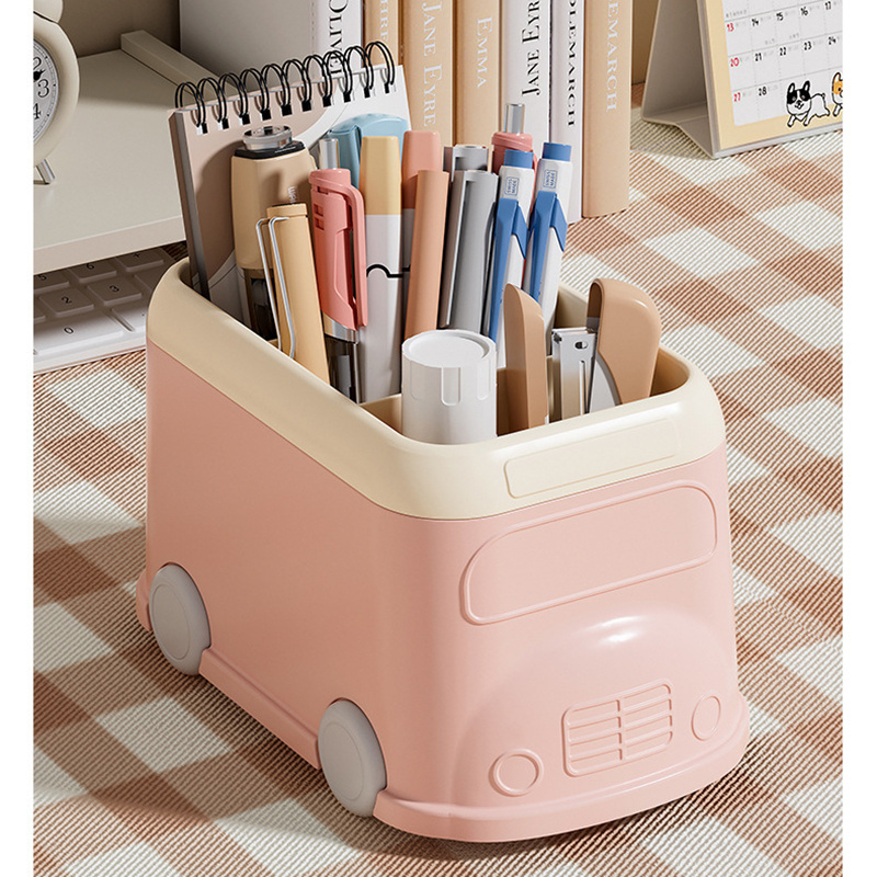 School bus pen holder storage desktop box student stationery pen holder desk multifunctional storage pen holder