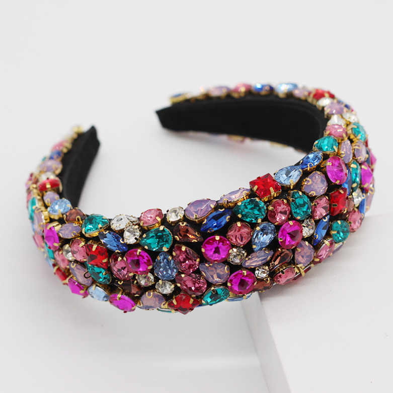 fashion women baroque headband hair accessories luxury rhinestone padded headband full crystal jewelry headband