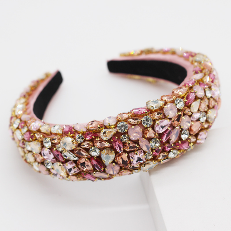 fashion women baroque headband hair accessories luxury rhinestone padded headband full crystal jewelry headband