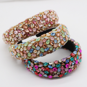 fashion women baroque headband hair accessories luxury rhinestone padded headband full crystal jewelry headband