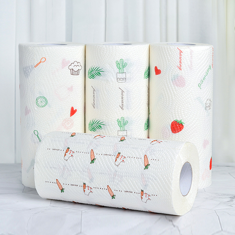 Popular Disposable Paper Towel Big Roll Cleaning reusable  OEM Lazy Rag free sample kitchen paper