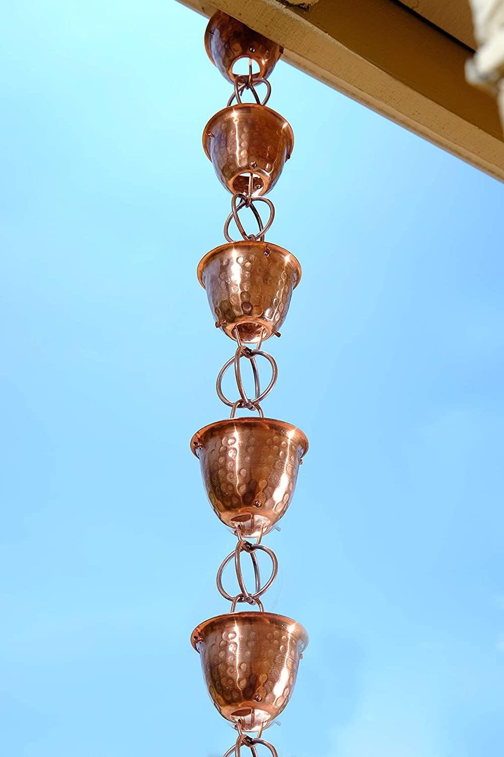 Manufacturer of Handmade Pure Copper Rain Chain for Garden 8.5ft  15 Cups Metal Flower Tulip Cups Rain Chains with Gutter