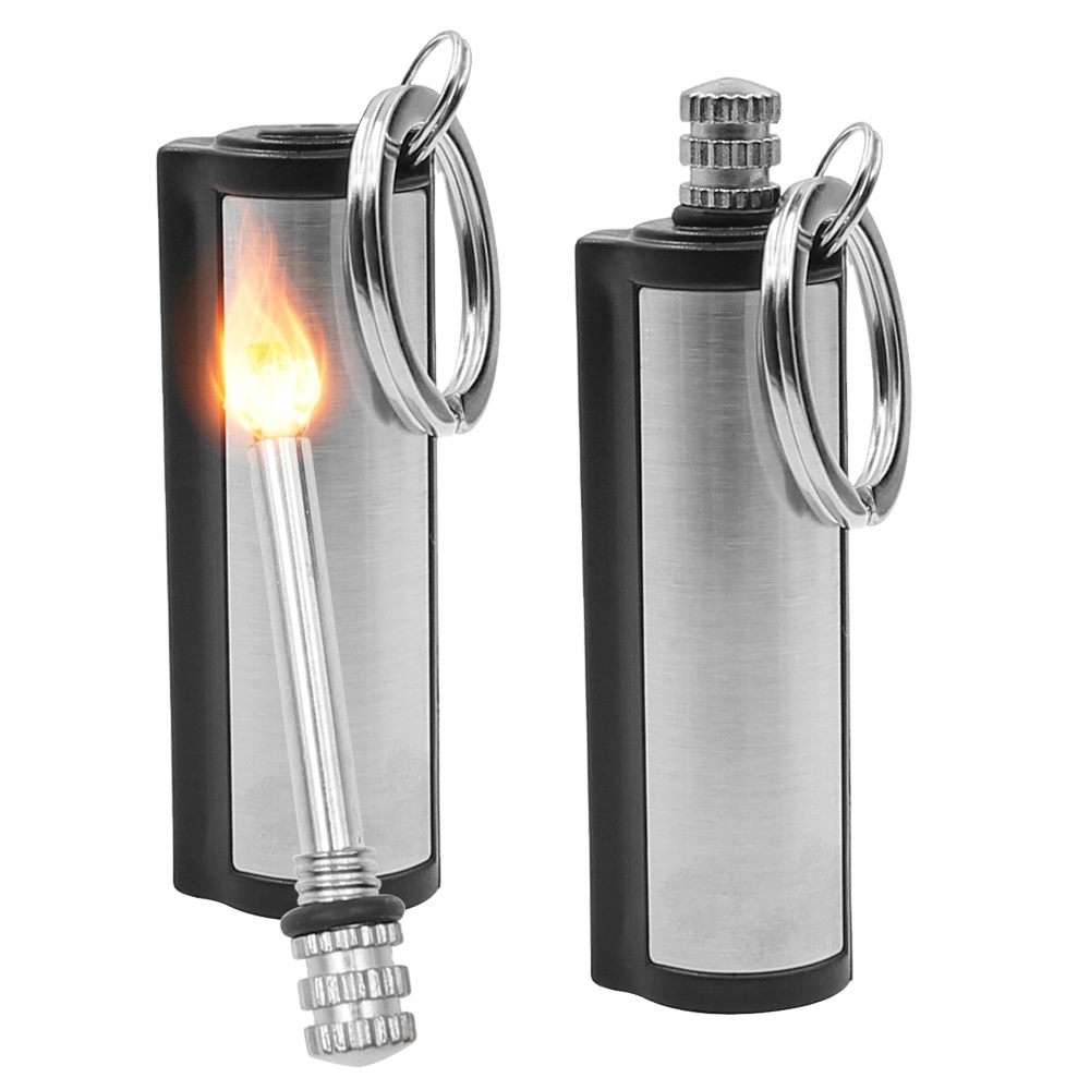 Outdoor Spark Metal Eternal Keychain Oil Candle Lighter Match Chain Keystick Lighter