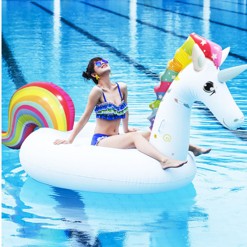 Inflatable unicorn riding floating bed PVC adult swan floating row Swim ring recliner wholesale