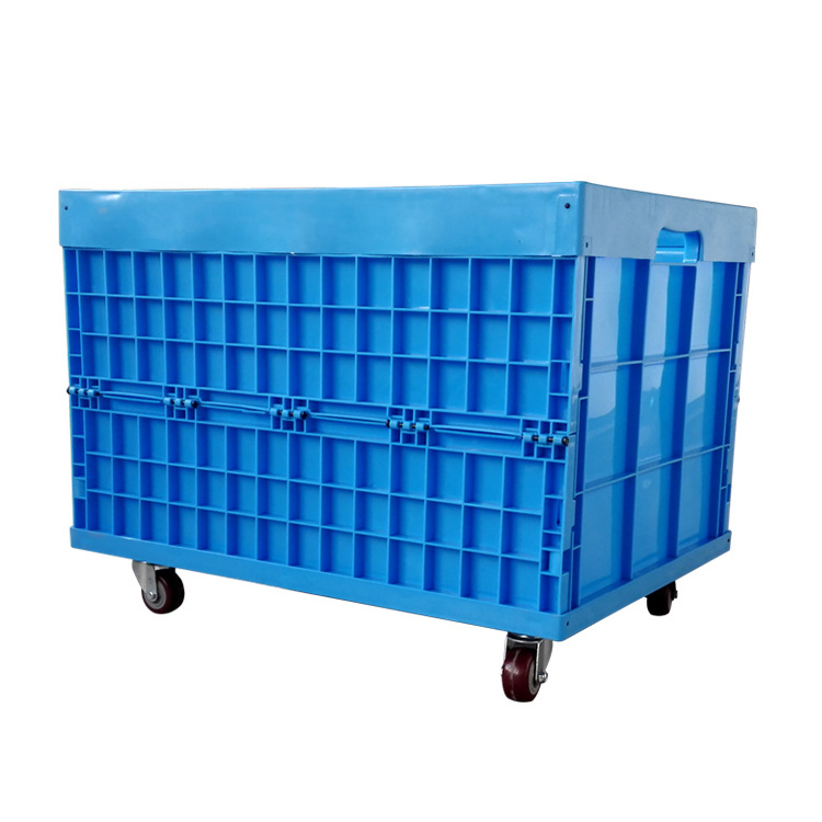 large plastic storage folding refrigerator packing bin boxes basket box crate with wheels and handles