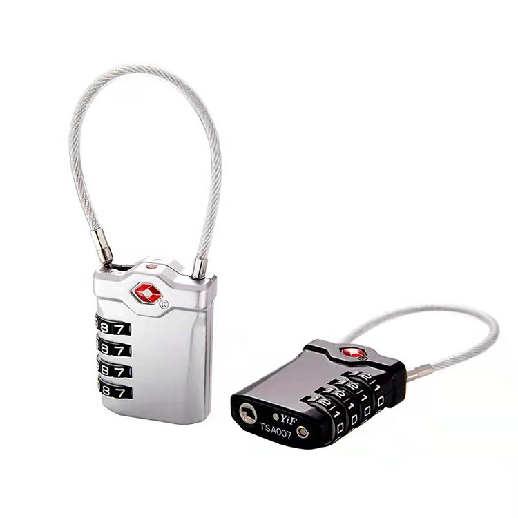 High Security 4 digits TSA combination cable lock code number travel sentry approved padlock for luggage bag