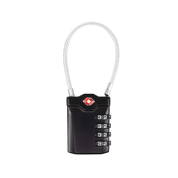 High Security 4 digits TSA combination cable lock code number travel sentry approved padlock for luggage bag