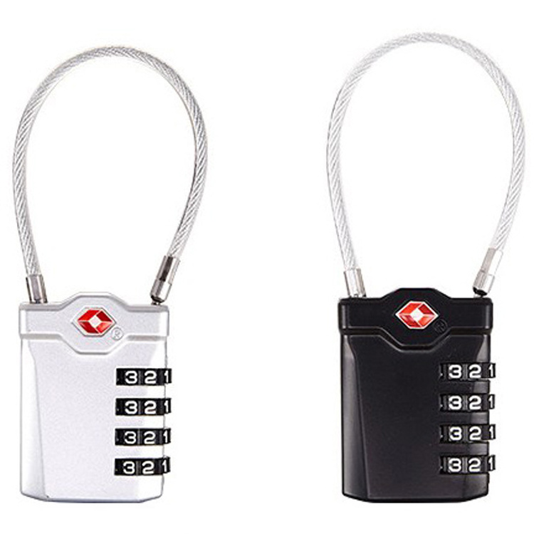 High Security 4 digits TSA combination cable lock code number travel sentry approved padlock for luggage bag