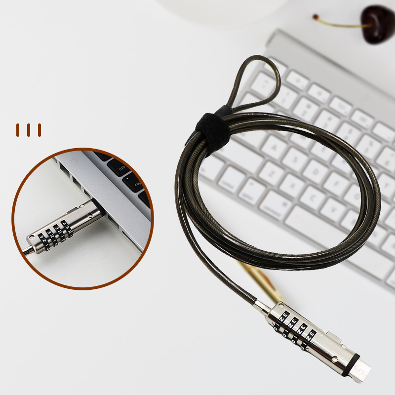 High Security Universal anti-theft USB Laptop Combination Cable Lock with 4 digit password 2 meter wire