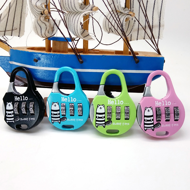 Cute cartoon print zip combination lock for kids girls students