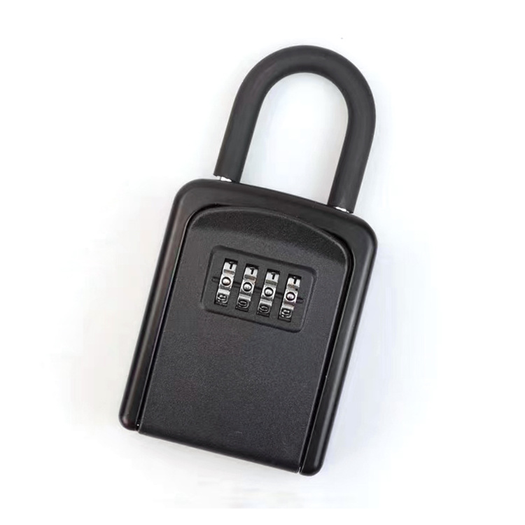 Hot sale hanging lock box with shackle 4 digit combination lock for key storage