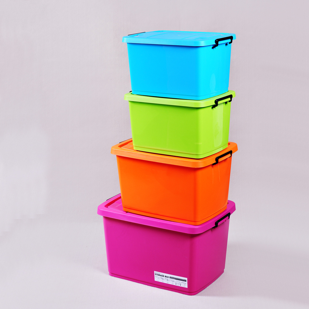 Plastic Storage Tote Box Storage Boxes & Bins Plastic Container Cajas Plasticas Clothing Organizer Modern Rectangle 65L