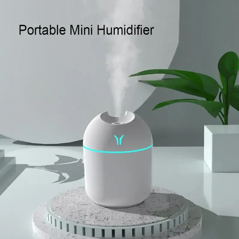 Portable Colorful LED Light mini 250ml h2o Spray Mist leaf humidifier Car USB Cool Mist Air Humidifier