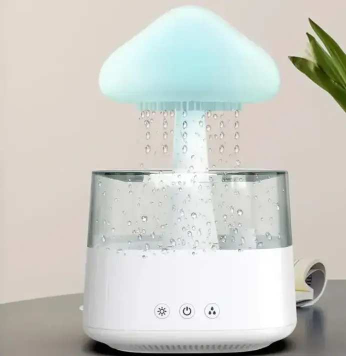 Mushroom Rain Cloud Night, Light Aromatherapy Essential Oil Diffuser Micro Humidifier Desk Fountain Bedside Sleeping humidifier