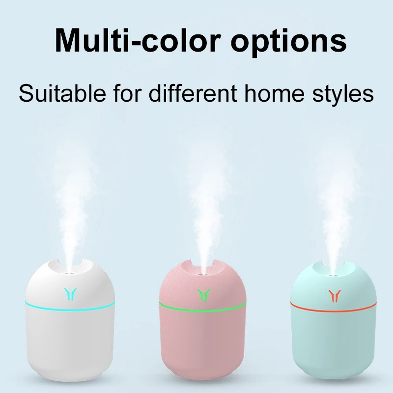 250ML Mini Air Humidifier USB Mute Essential Oil Diffuser Portable Large Spray Car Mist Maker with LED Night Lamp Diffuser