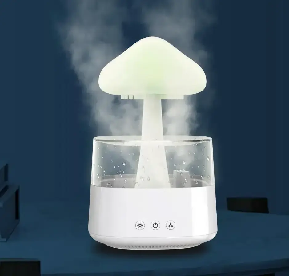 Mushroom Rain Cloud Night, Light Aromatherapy Essential Oil Diffuser Micro Humidifier Desk Fountain Bedside Sleeping humidifier