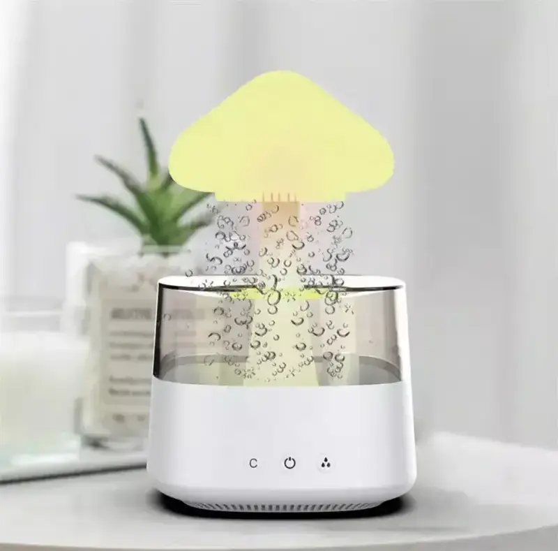 Mushroom Rain Cloud Night, Light Aromatherapy Essential Oil Diffuser Micro Humidifier Desk Fountain Bedside Sleeping humidifier