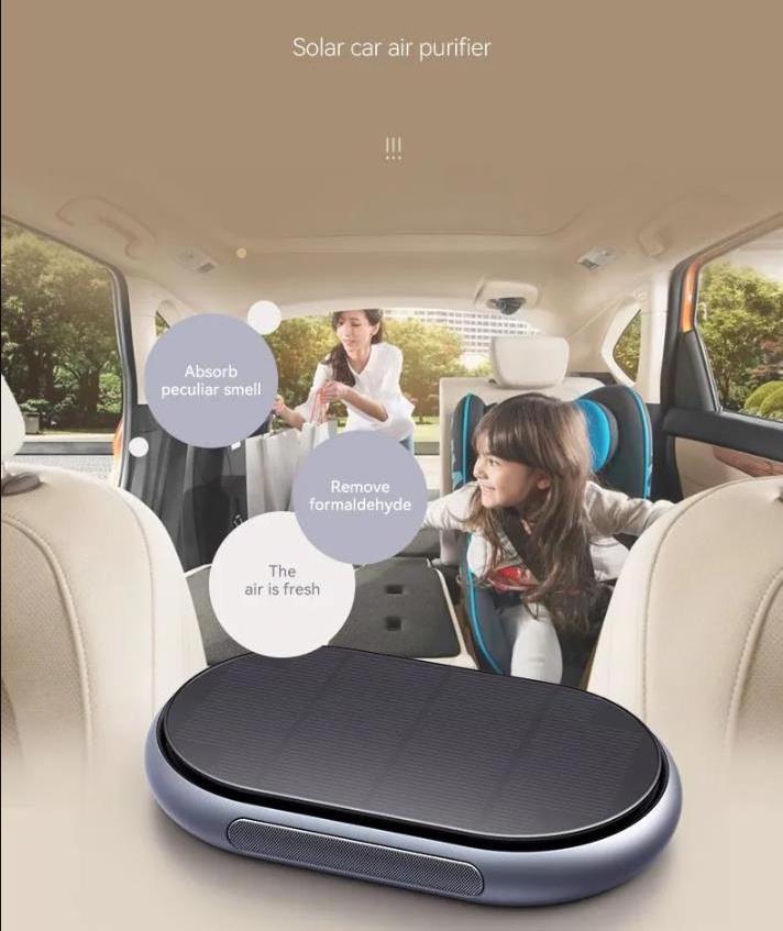 USB Car Air Freshener Electric Rechargeable portable ozonizer Solar Power mini car air purifier