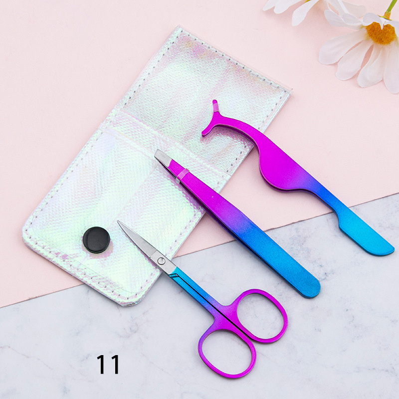 Eyelash&eyebrow stainless steel tweezers and scissors private label custom packaging