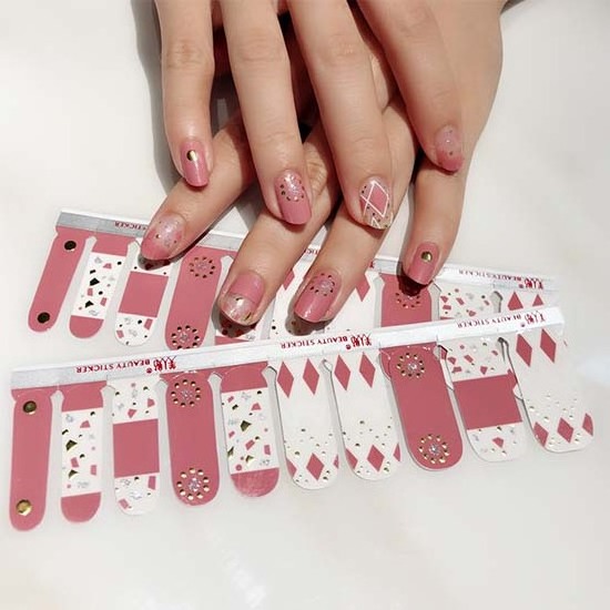 New Arrival Red Glitter Christmas 3D Adhesive Designer Brands Art Colorful Decals Custom Beauty gel Nail Sticker