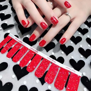 New Arrival Red Glitter Christmas 3D Adhesive Designer Brands Art Colorful Decals Custom Beauty gel Nail Sticker