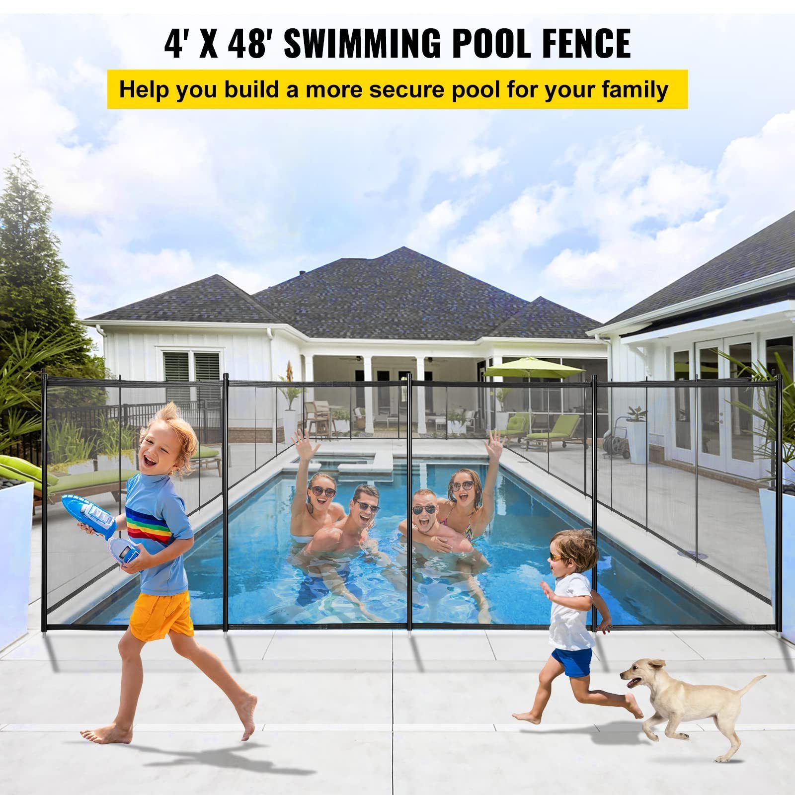 4' x 48' Temporary Removable Security Retractable Swimming Pool Lattice Fence Plastic Safety Net Mesh Fence Around Pool