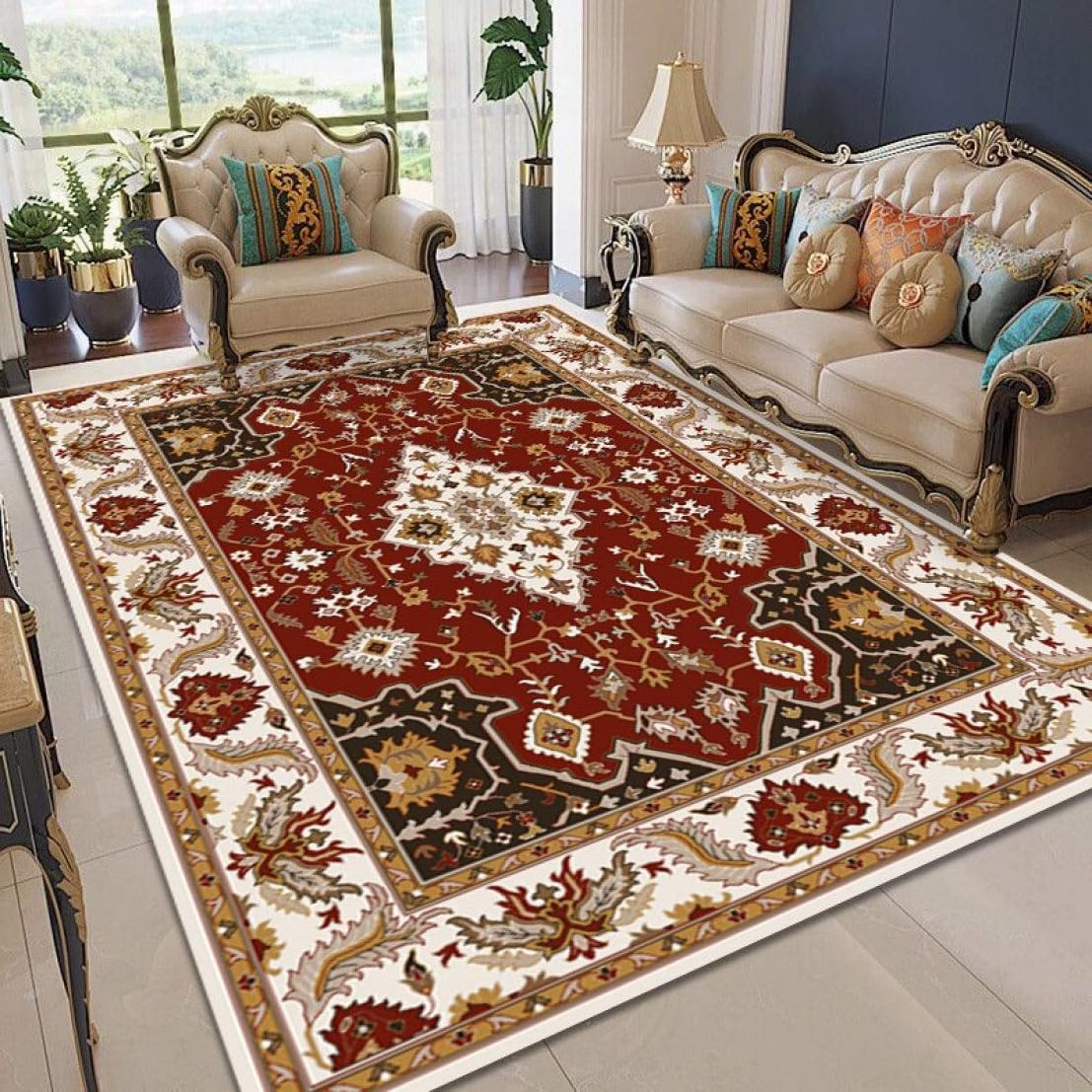 Factory Price Luxury Floral Wall To Wall Floor Mats Persian Turkey Style Area 3D Living Room Carpets