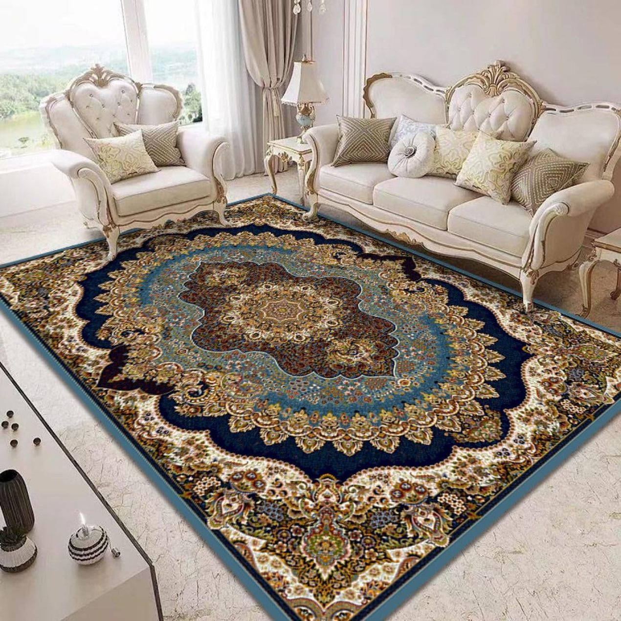 Factory Price Luxury Floral Wall To Wall Floor Mats Persian Turkey Style Area 3D Living Room Carpets