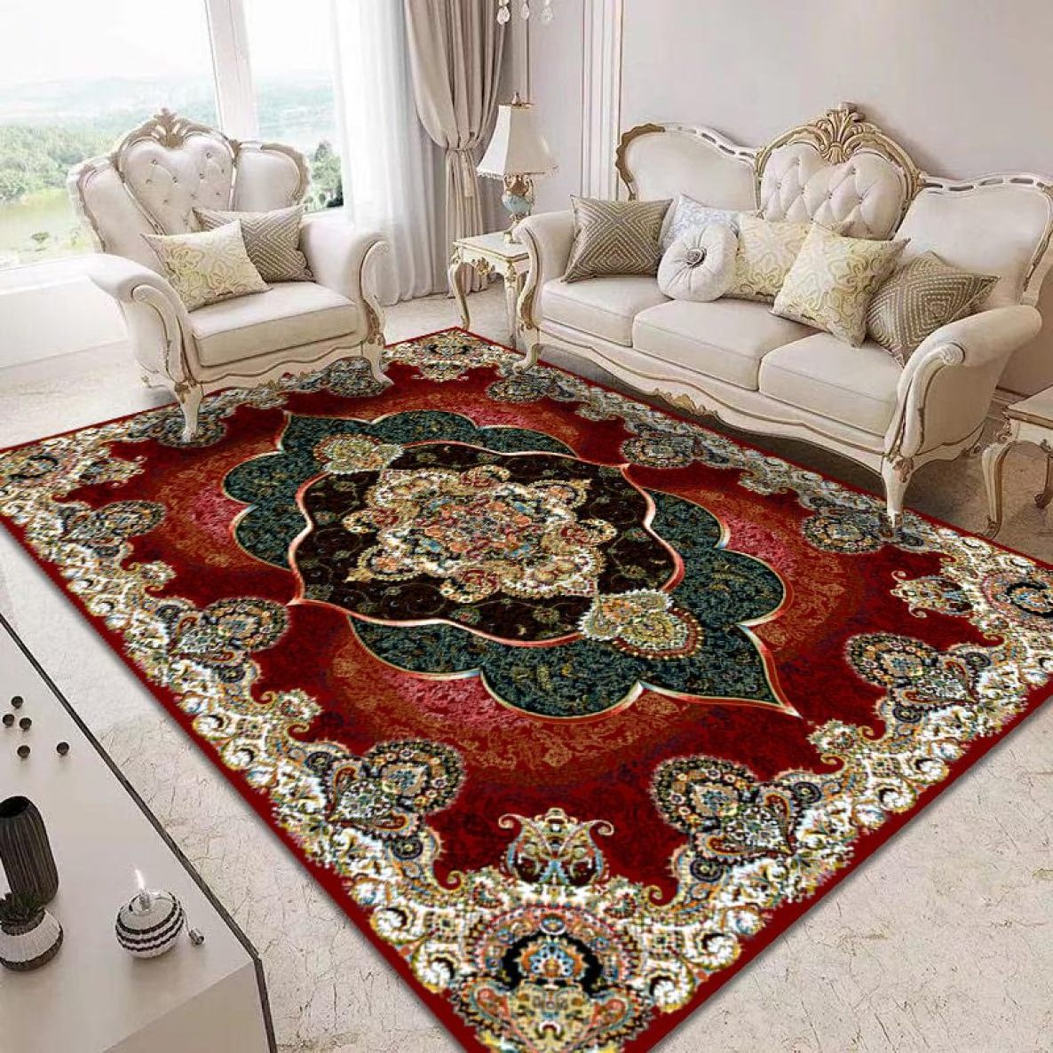 Factory Price Luxury Floral Wall To Wall Floor Mats Persian Turkey Style Area 3D Living Room Carpets