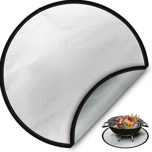 Bbq Grill Mat Heat Resistance Easily Cleaned Fiberglass Carbon Black Waterproof White Accessories Covers Round Fire Pit Mat